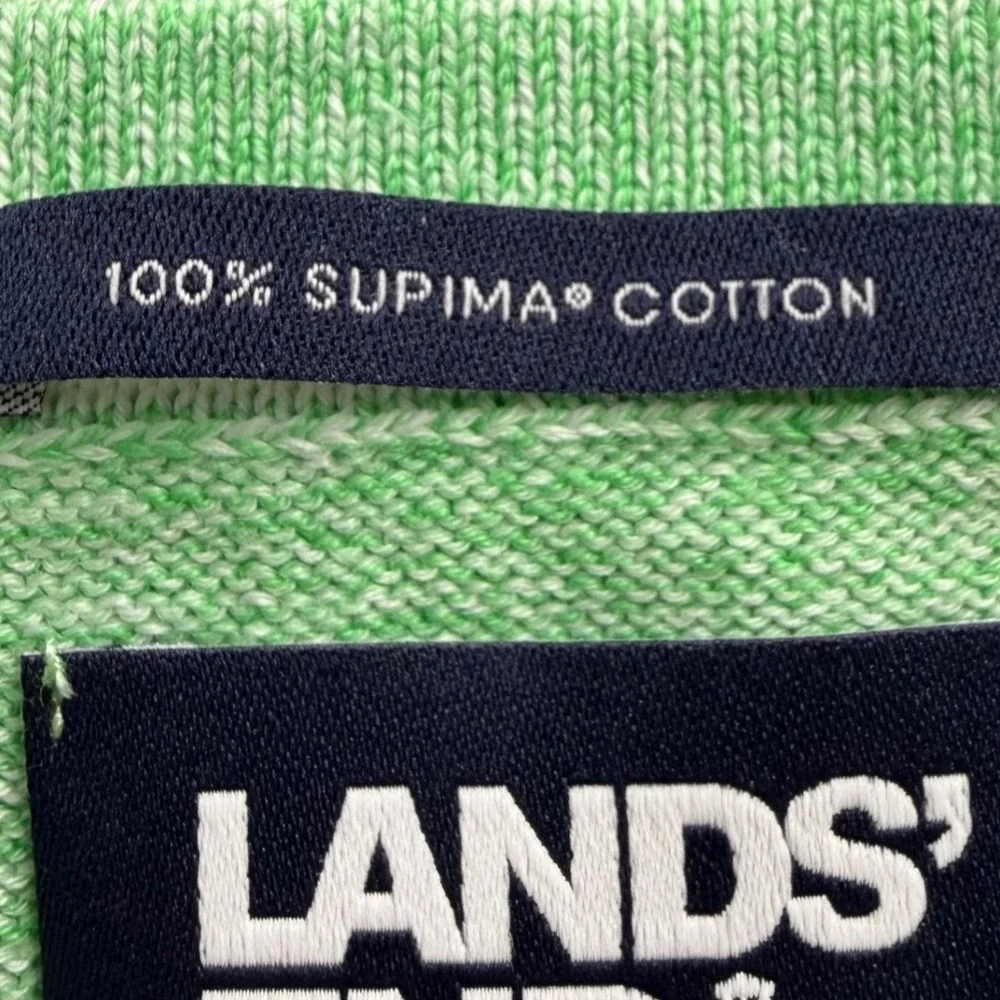 NEW Lands End Sweater Mens Large 42-44 Green Supima Cotton Pullover Long Sleeve